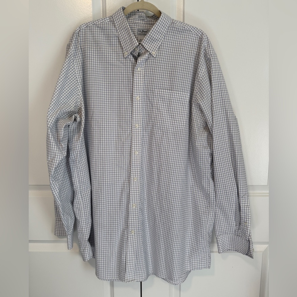 L.L. Bean Men’s XL Tall Wrinkle Free Check Button Down Shirt